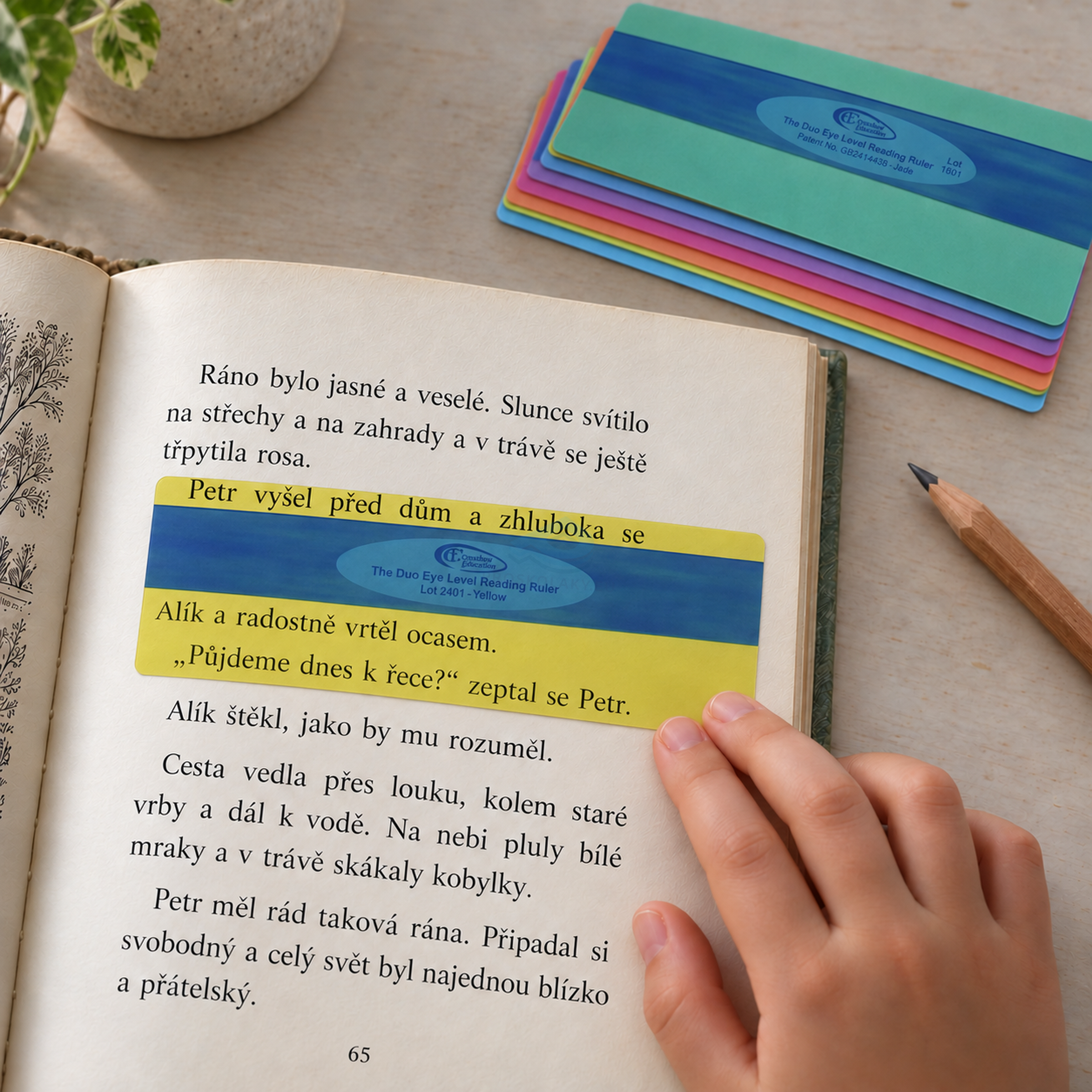 Sada 10 barevných čtecích ukazovátek se zvýrazňovacím pruhem