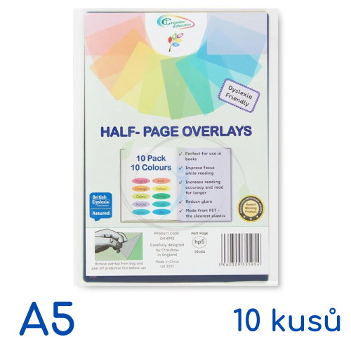 Sada 10 ks - čtecí barevné folie A5